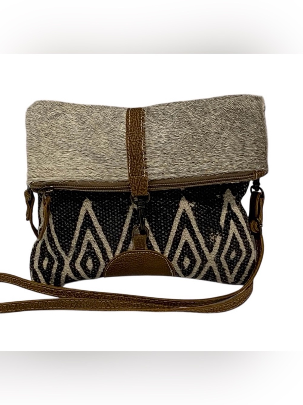Myra Bag Canvas & Fur Crossbody Bag - NWOT